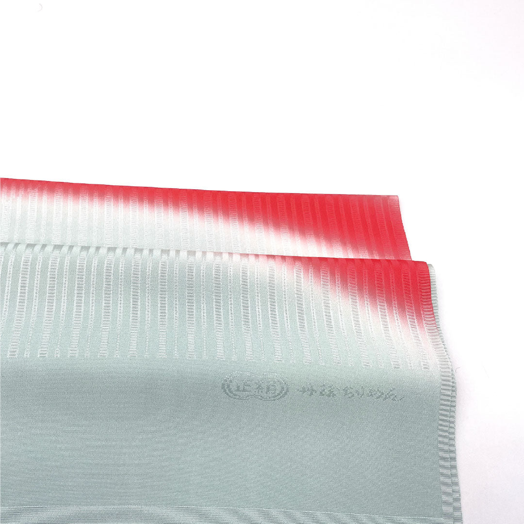 (Like new) Silk Obiage (Sash) - New Rank, Casual, Blue-and-White Porcelain (Seihakujiiro) and Plum Blossom (Umegasaneiro) Stripes, Tango Chirimen, Approximately 188cm Long, Approximately 31cm Wide, Light Blue, Item Number: 1136001491924