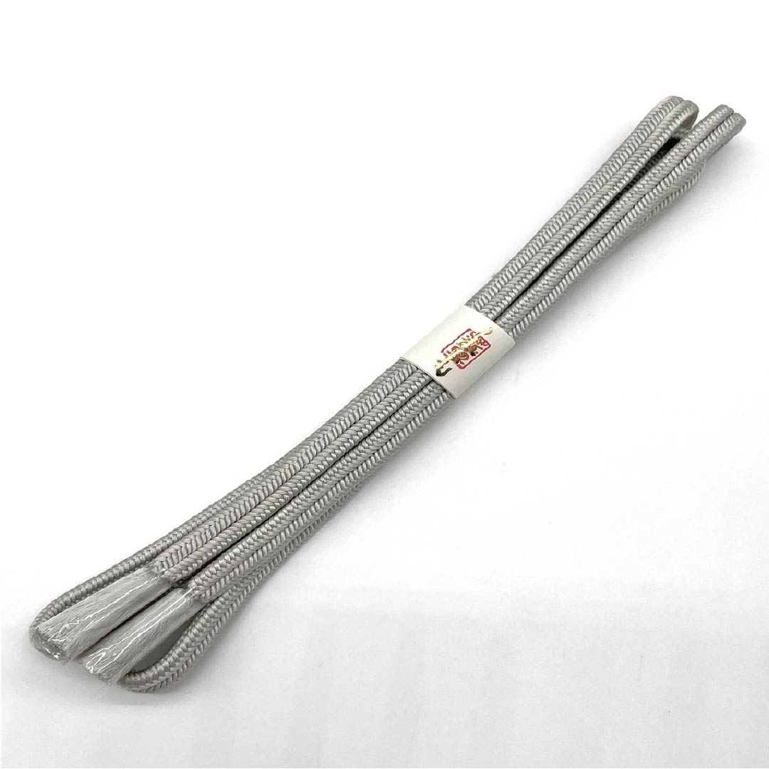 (新古品) 帯締め 正絹 薄鼠色(うすねずいろ) 冠組 新古品 長さ約151.5cm 幅約1cm セミフォーマル NEWランク グレー系 1135003521322