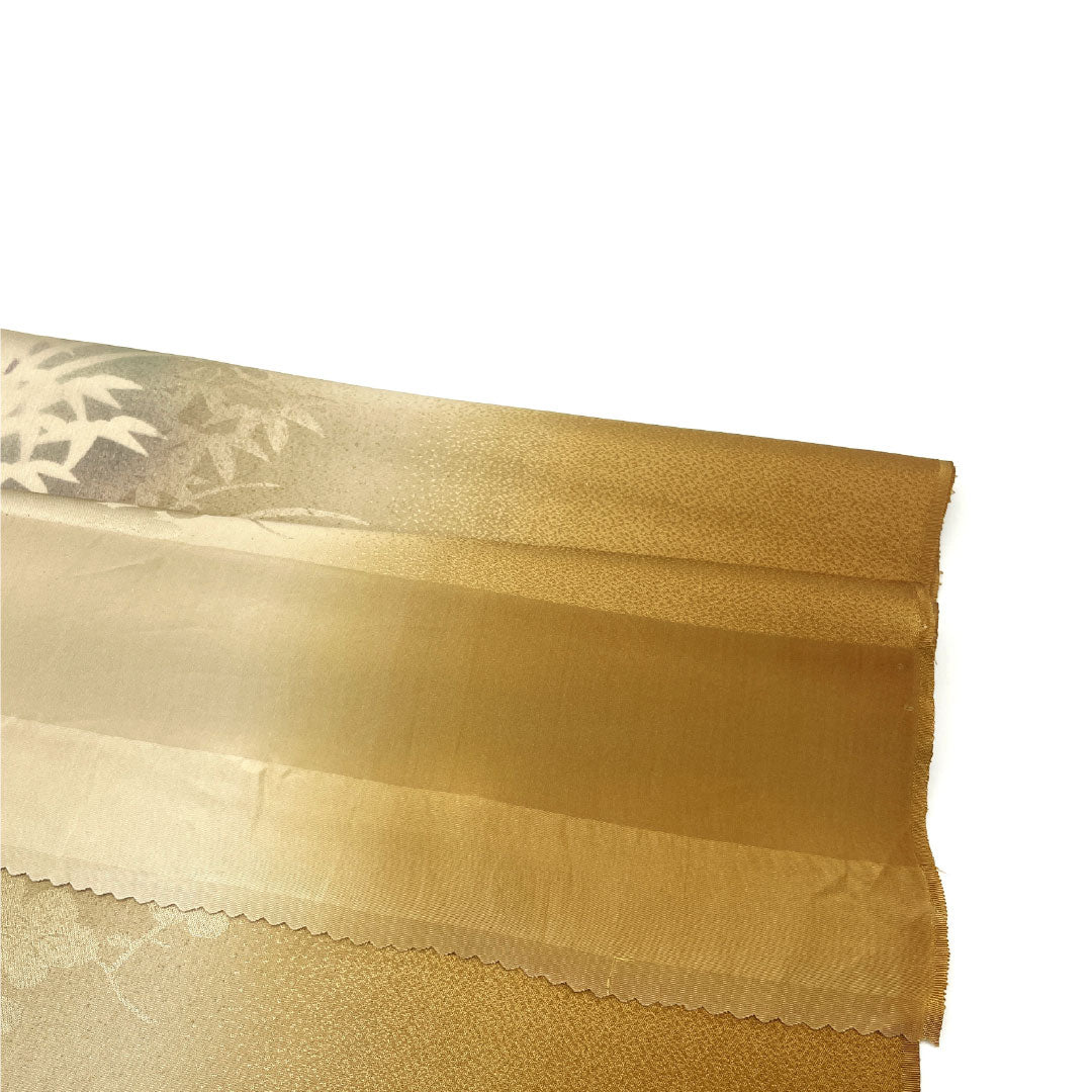 帯揚げ 正絹 Sランク セミフォーマル 琥珀色(こはくいろ) 古典柄 植物模様 長さ約140cm 幅約30cm 茶系 1136001642914