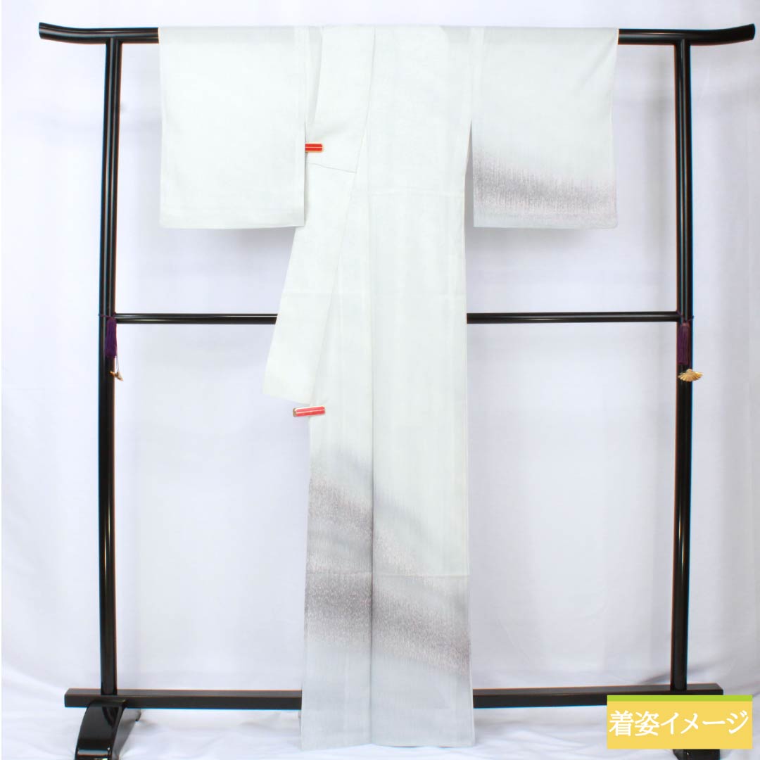 夏物 ポリエステル 訪問着 身丈165cm 裄丈65.5cm 墨流し染 洗える着物 絽 Aランク 水色系 1132002233524
