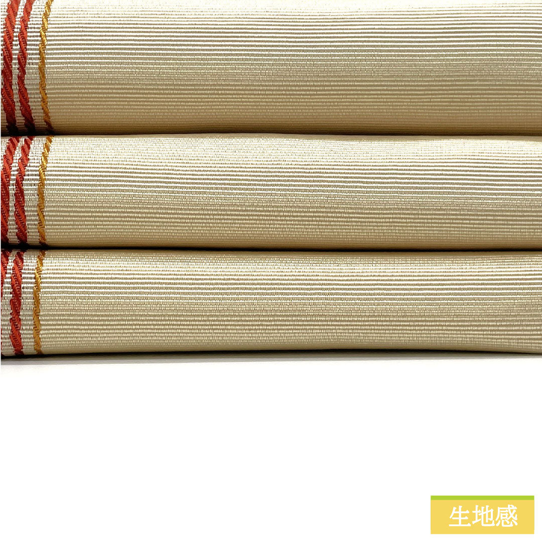 半幅帯 ポリエステル Sランク 鳥の子色(とりのこいろ) リバーシブル 縞 桜 帯丈354cm クリーム系 1125002332315