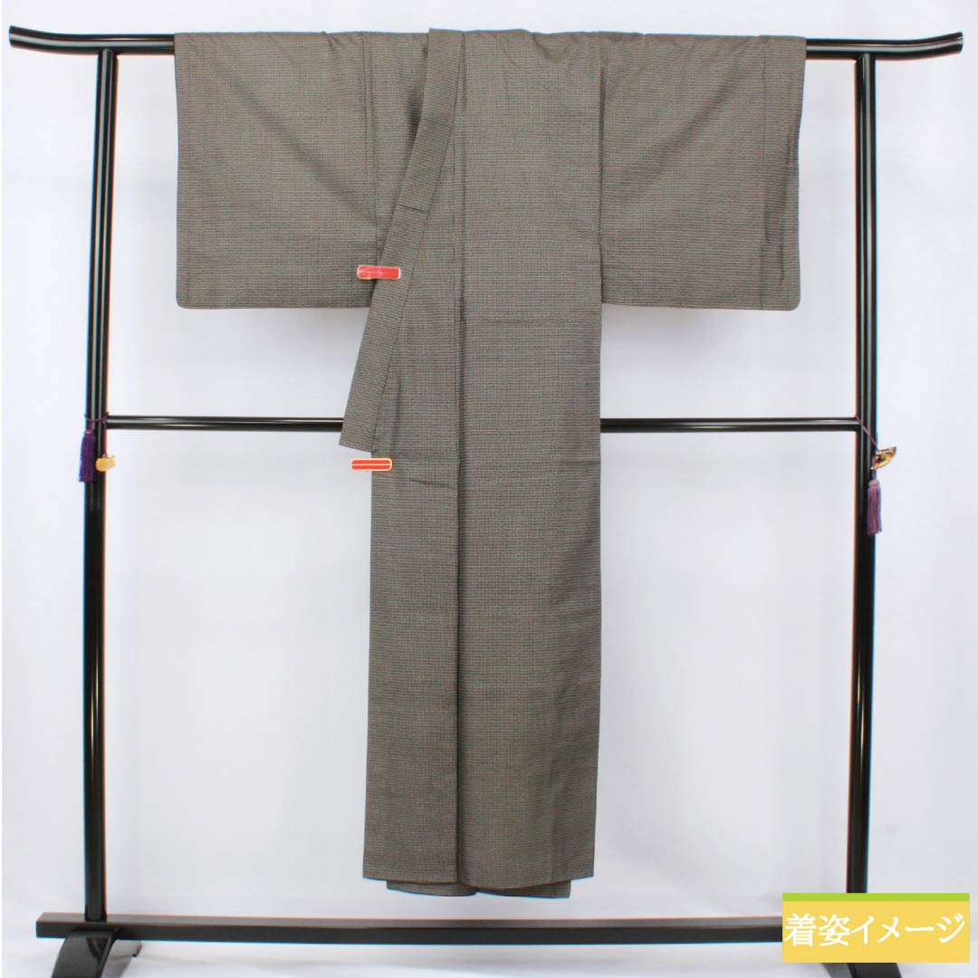 Men's Pure Silk A-Rank Oshima Tsumugi 100 Tortoise Shell Ensemble, Lined, Black, Length 145.5cm, Sleeve Length 68.5cm, Product Number: 1119001483410