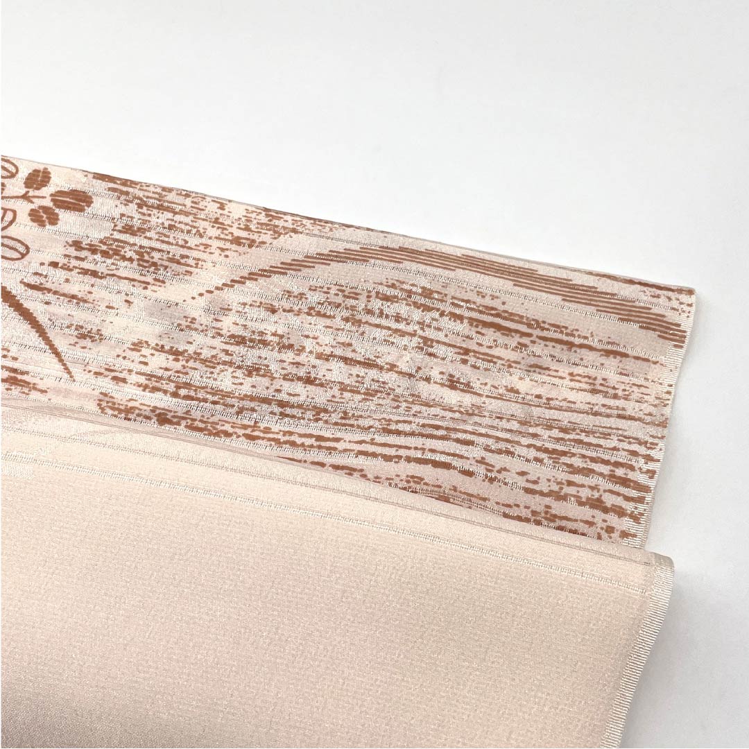 (新品)帯揚げ 正絹 セミフォーマル 薄肉色(うすにくいろ) 夏物 露草 萩 長さ約164cm 幅約29cm NEWランク ベージュ系 1136000771925