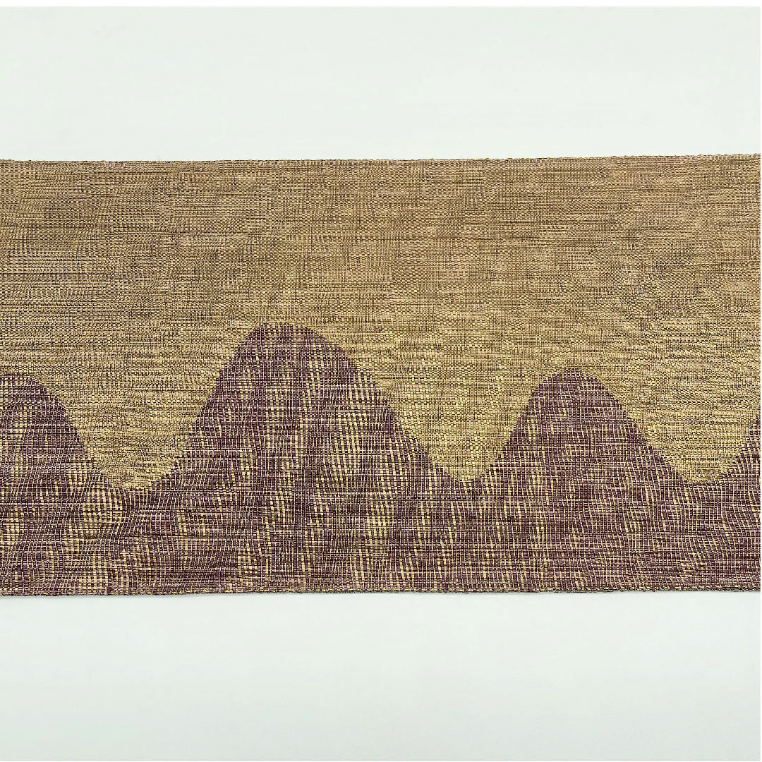 袋帯 柴染色(ふしぞめいろ) 波模様 帯丈428cm 正絹 Sランク 全通 カジュアル 茶系 1123005132314