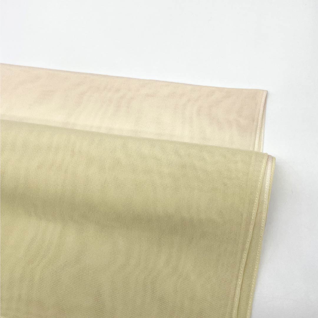 (新古品)帯揚げ 正絹 NEWランク セミフォーマル 薄卵色(うすたまごいろ) 乙女色(おとめいろ) グラデーション 夏物 長さ約180cm 幅約29.5cm クリーム系 1136002181915