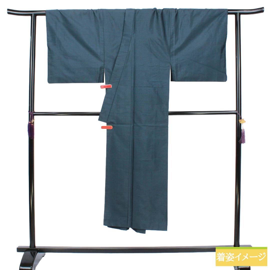 男物 正絹 Aランク 身丈140.5cm 裄丈71cm 大島紬 100亀甲 袷 紺系 1119002103418
