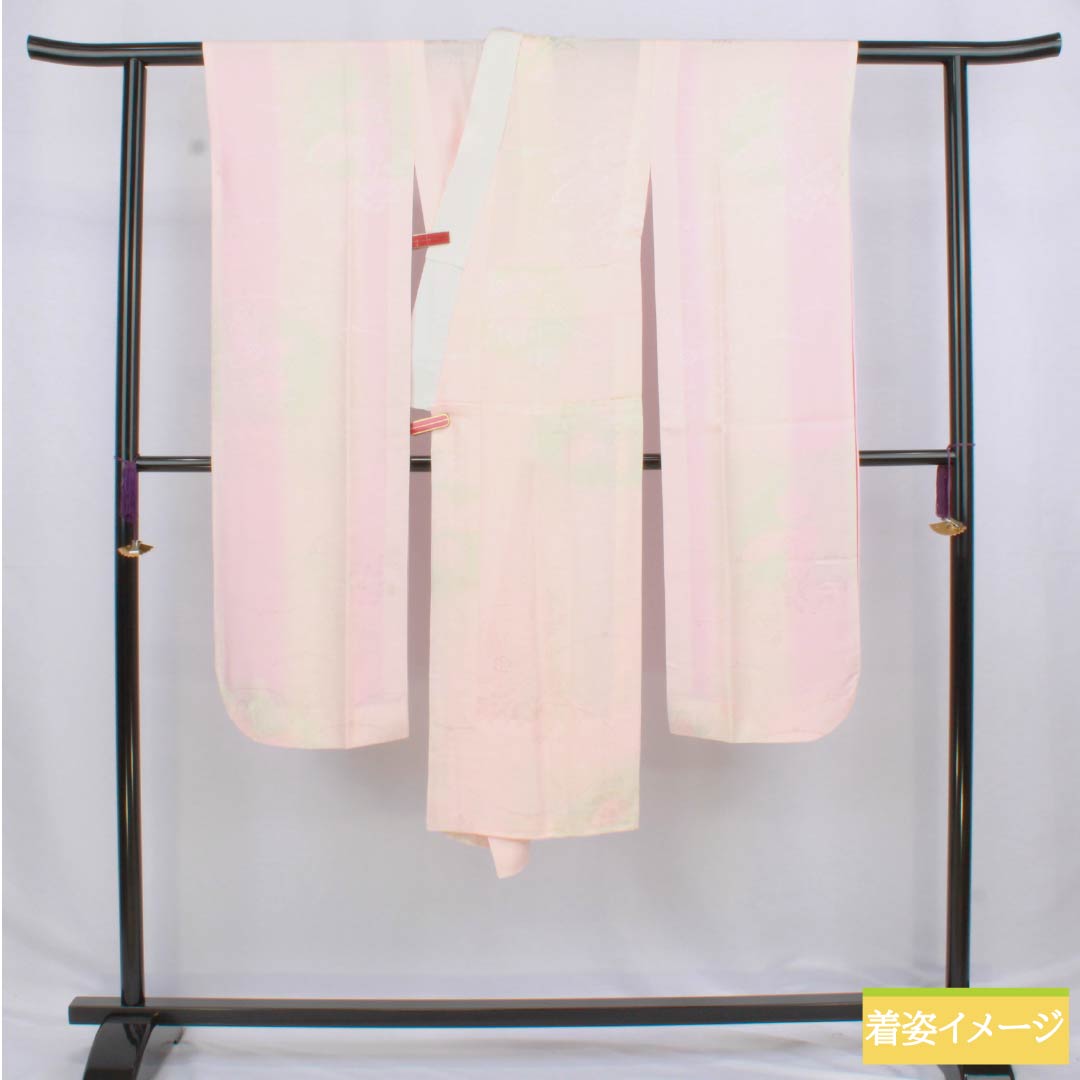 長襦袢 正絹 Sランク 身丈120.5cm 裄丈60.5cm 単衣 花 蝶 ピンク系 1129000852113