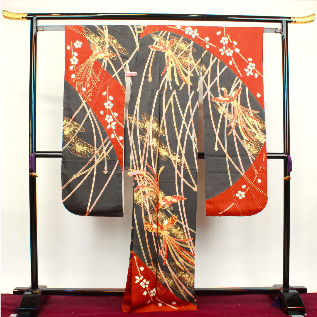 振袖 身丈167cm 裄丈69cm 袷 京友禅 鳳凰 正絹 Sランク グラデーション系 1113001532599