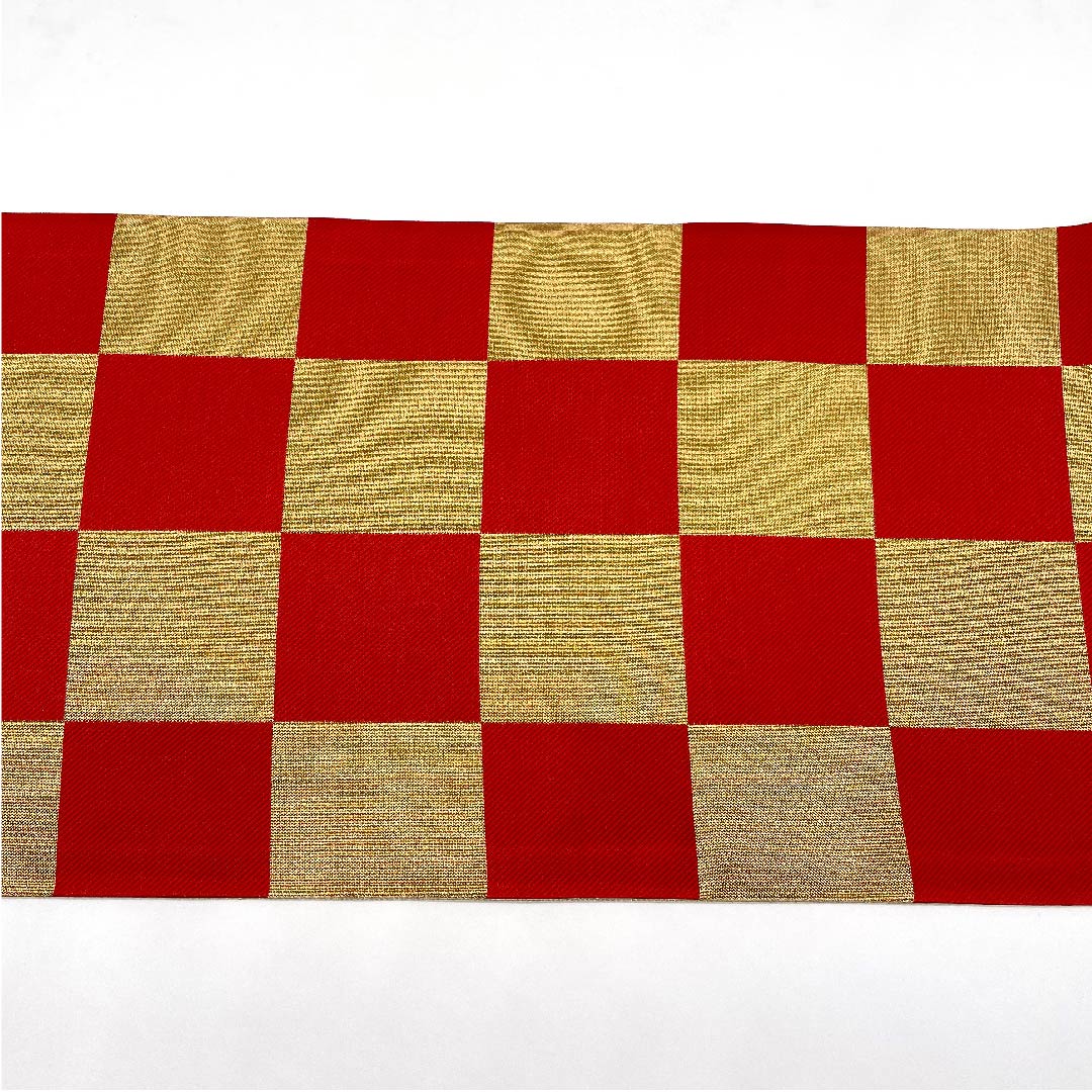 袋帯 金色 振袖用 市松 帯丈440cm 正絹 Sランク 六通 フォーマル 金系 1123006212321