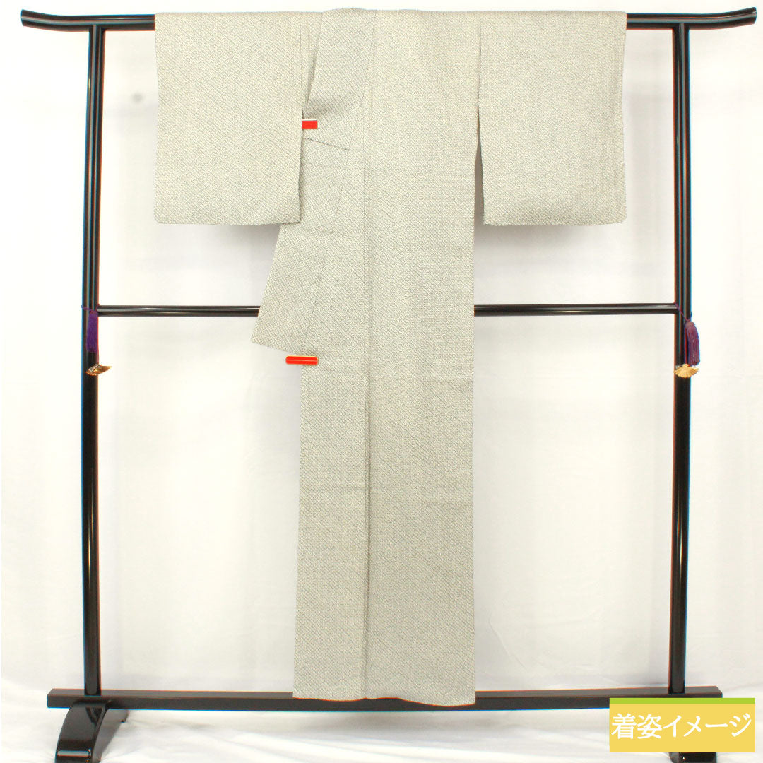 小紋 正絹 身丈155.5cm 裄丈64.5cm 袷 青白磁色(せいはくじいろ) 総絞り 疋田絞り Aランク 水色系 1115004673324