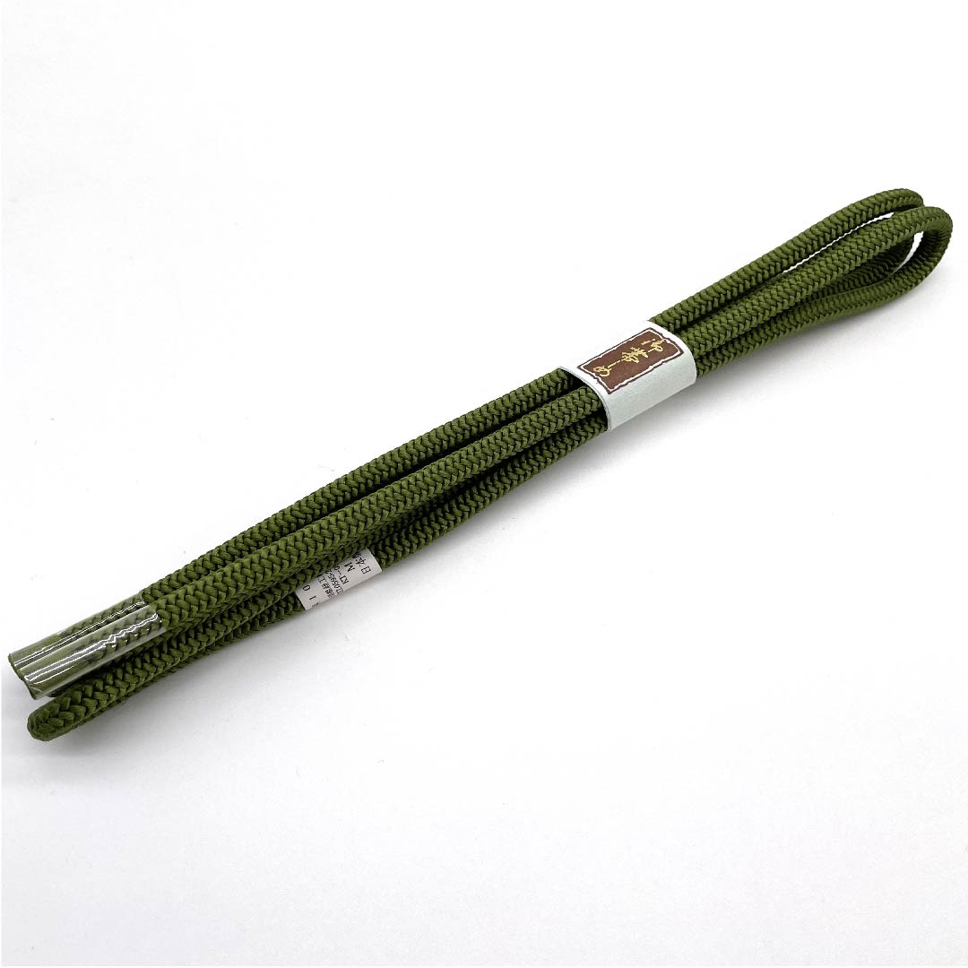(New old stock) Obijime (sash fastener) Pure silk, quarter string, light green, rounded, new old stock, length approx. 153cm, width approx. 0.7cm, casual, S rank, green, 1135001262919