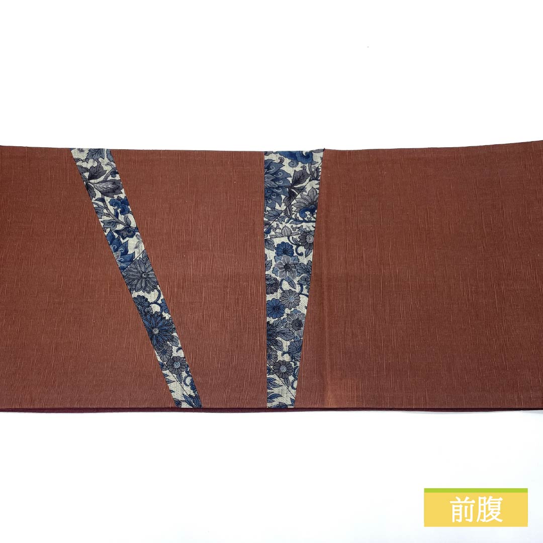 名古屋帯 焦色(こがれいろ) 紬地 京袋帯 切嵌め 帯丈342cm 正絹 Aランク ポイント柄 カジュアル 茶系 1124006633314 開き仕立て