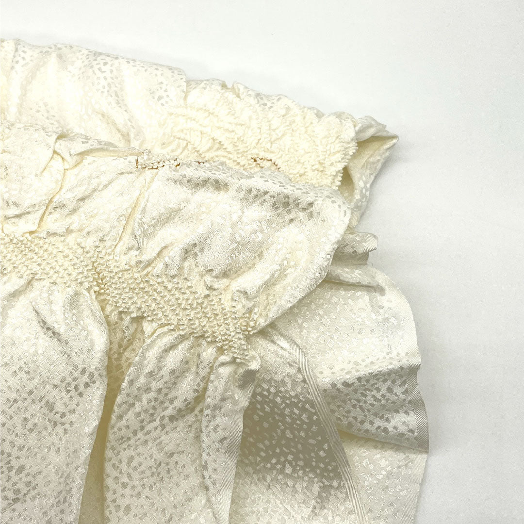 (New Old Stock) Obiage & Obijime Set, Pure Silk, NEW Rank, White, Classic Pattern, Floral Pattern, Kimefusa, Length approx. 158cm, Width approx. 1.7cm, Formal, White-based 1141000471311
