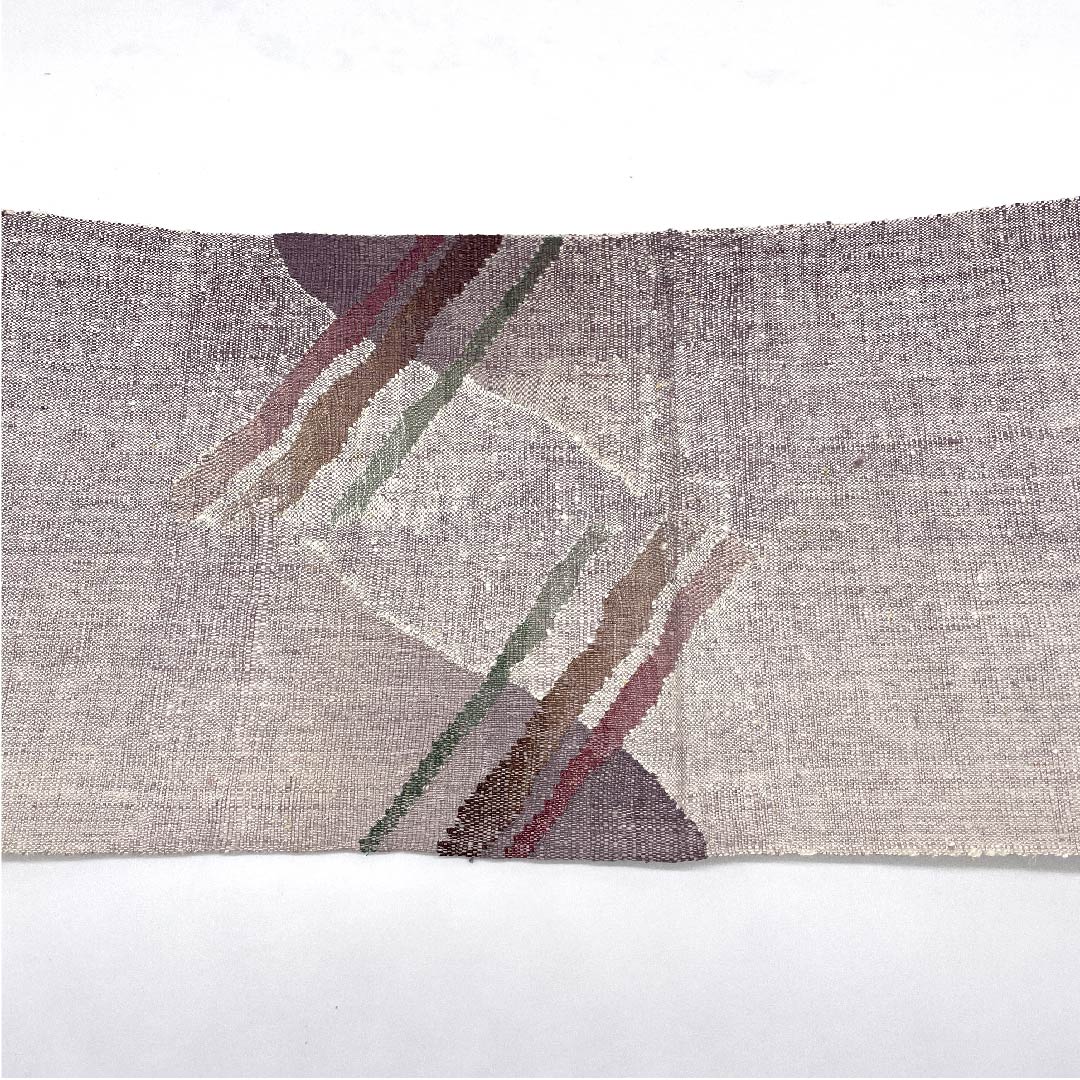 Nagoya obi, half-color, hand-woven pongee, abstract pattern, obi length 348cm, pure silk, S rank, point pattern, casual, purple, 1124003062320, open style