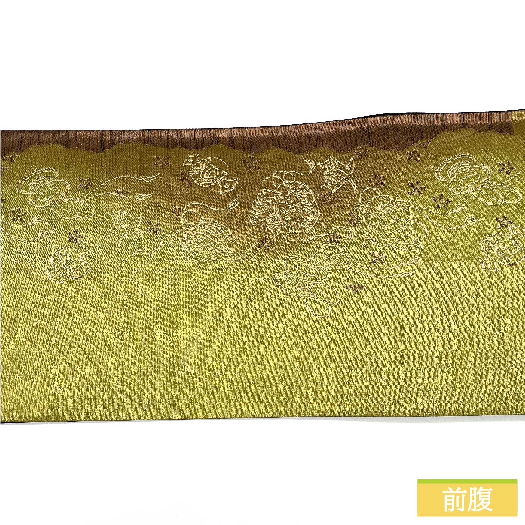 Fukuro Obi, Pure Silk, Baikou Brown, Treasures, Classic Pattern, Length 430cm, S Rank, Six-way, Semi-formal, Gold, 1123011412321