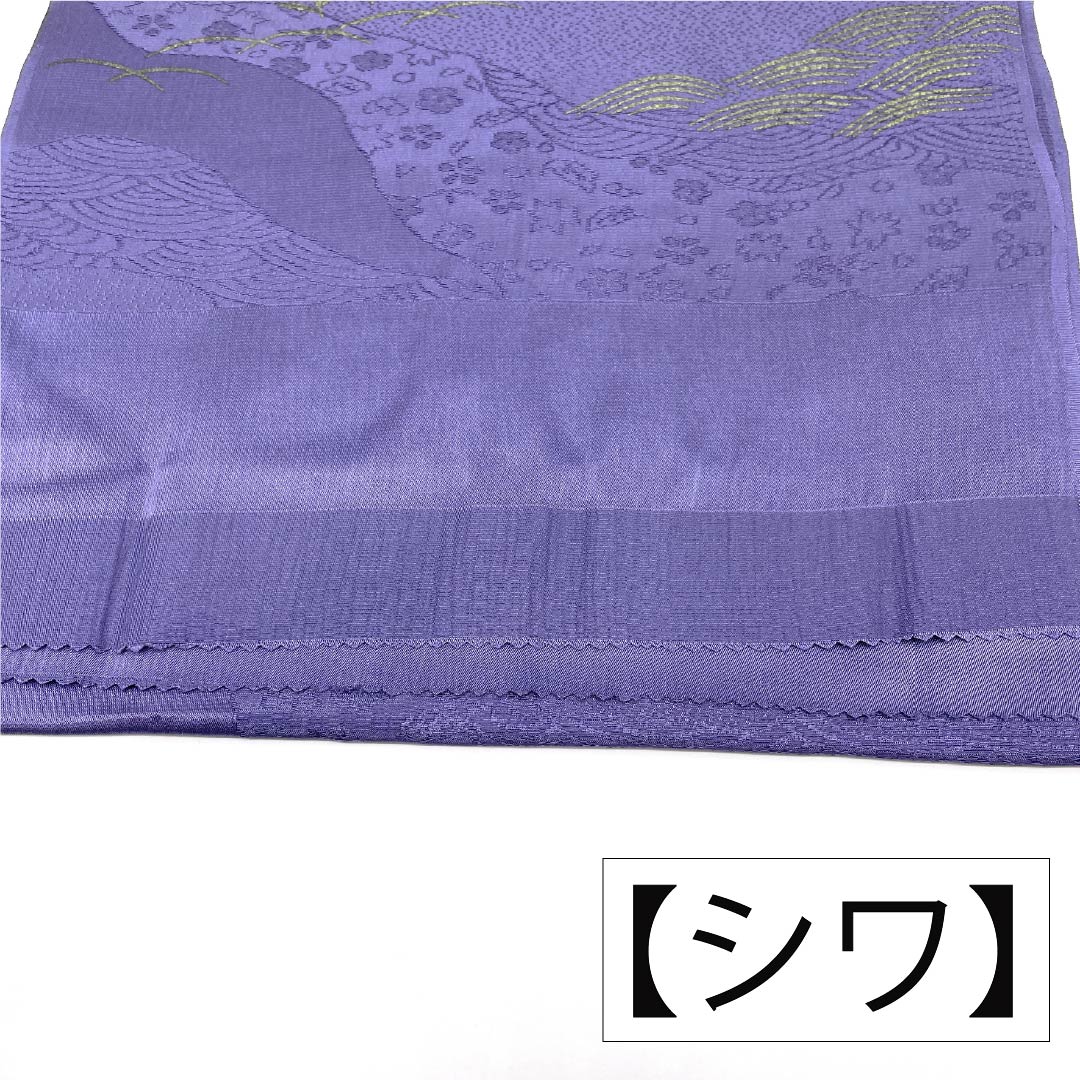 Obiage, pure silk, S rank, semi-formal, bellflower purple, Michinaga-dori pattern, flowers and plants, waves, length approx. 173cm, width approx. 29cm, purple color family, 1136004322920