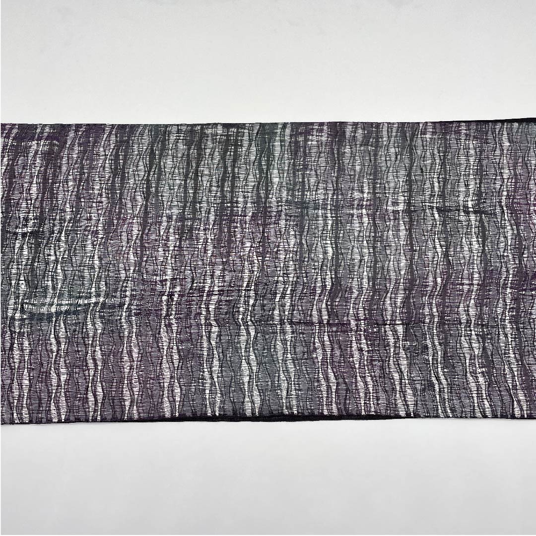 袋帯 深紫色(ふかきむらさきいろ) 夏帯 横段 帯丈442cm 正絹 Aランク 六通 カジュアル グラデーション系 1123007243399