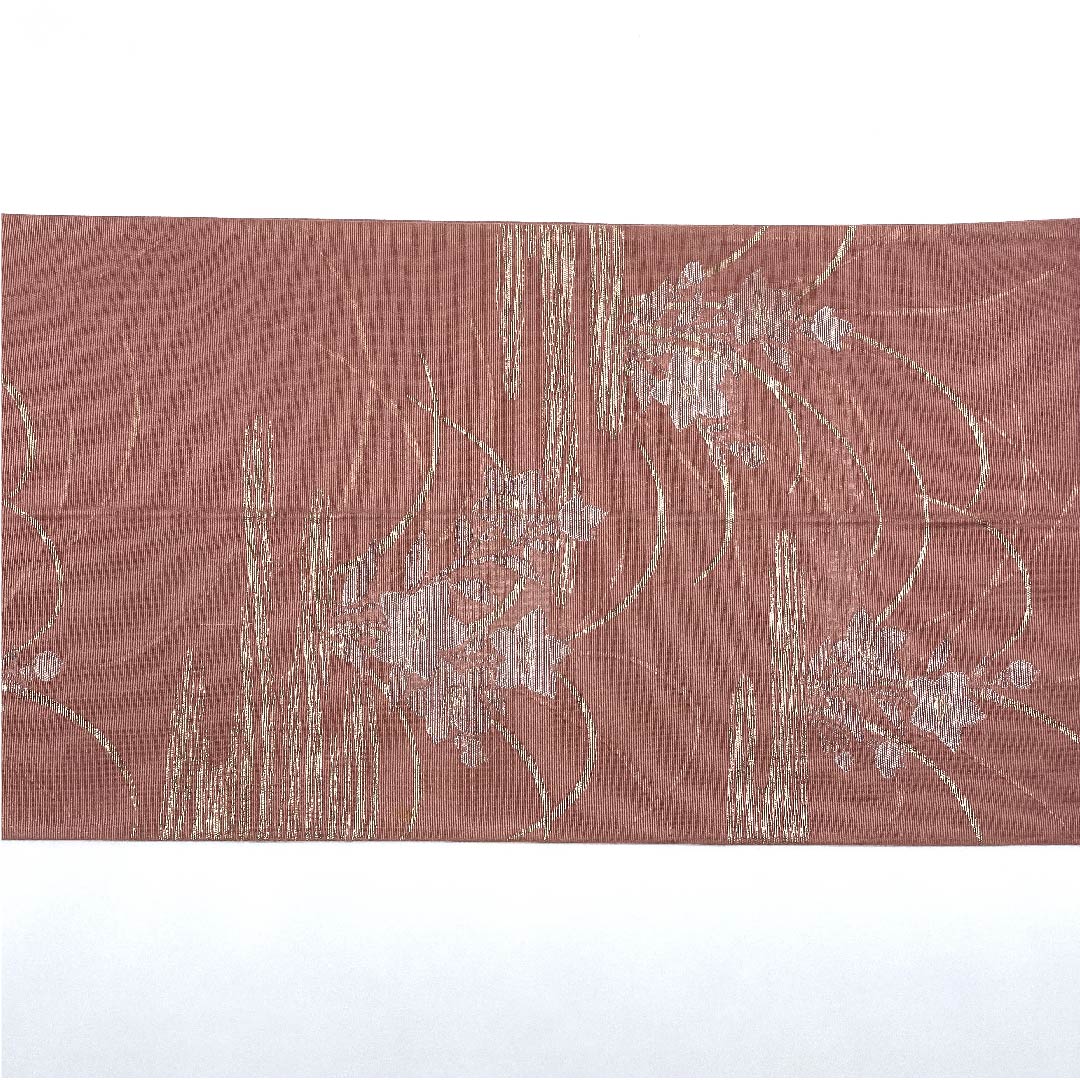 Fukuro Obi (light purple sappan) Summer Obi (belt) with bellflower and dew grass, summer wear, obi length 432cm, pure silk, A rank, six-pass, formal, pink, 1123007663313