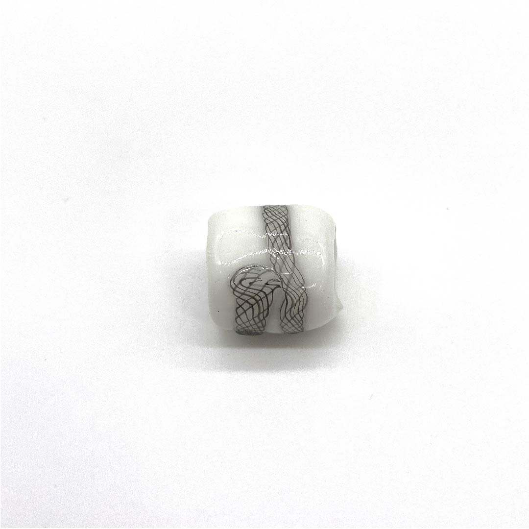 (New old stock) Glass Obi fastener, casual, white, glass beads, spiral, geometric pattern, length approx. 2cm, width approx. 2.5cm, A grade, white, 1137000583911