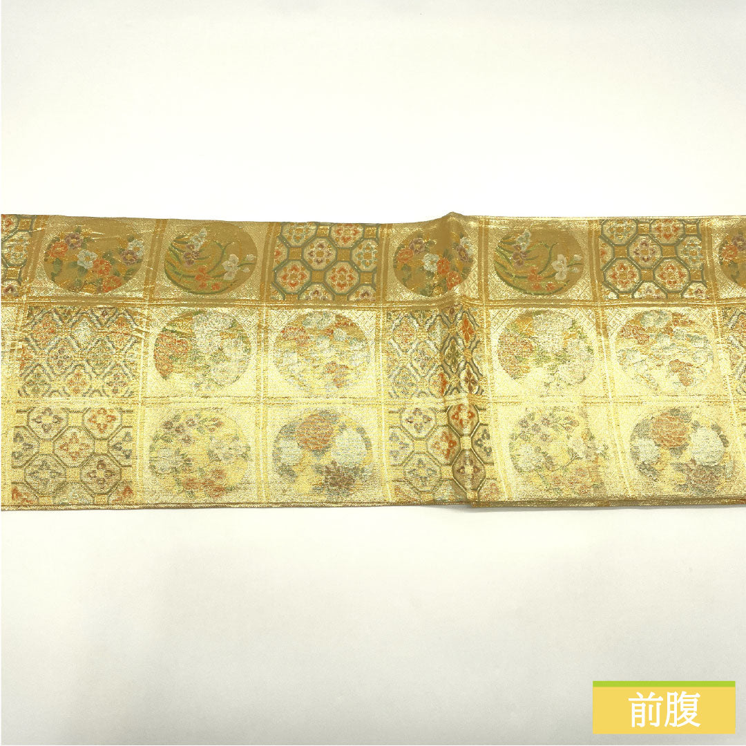 袋帯 正絹 Aランク 佐賀錦 留袖用 天井画 帯丈430cm 六通 フォーマル 金系 1123016863321