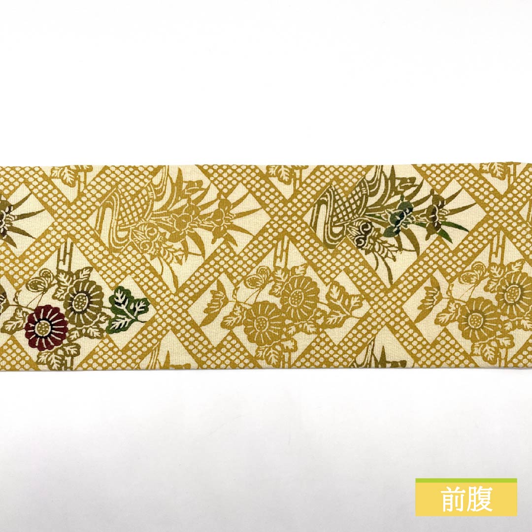 名古屋帯 金色(かないろ) 作家物 栗山工房 和染紅型 帯丈392cm 正絹 Aランク 六通 カジュアル ベージュ系 1124008253425 名古屋仕立て