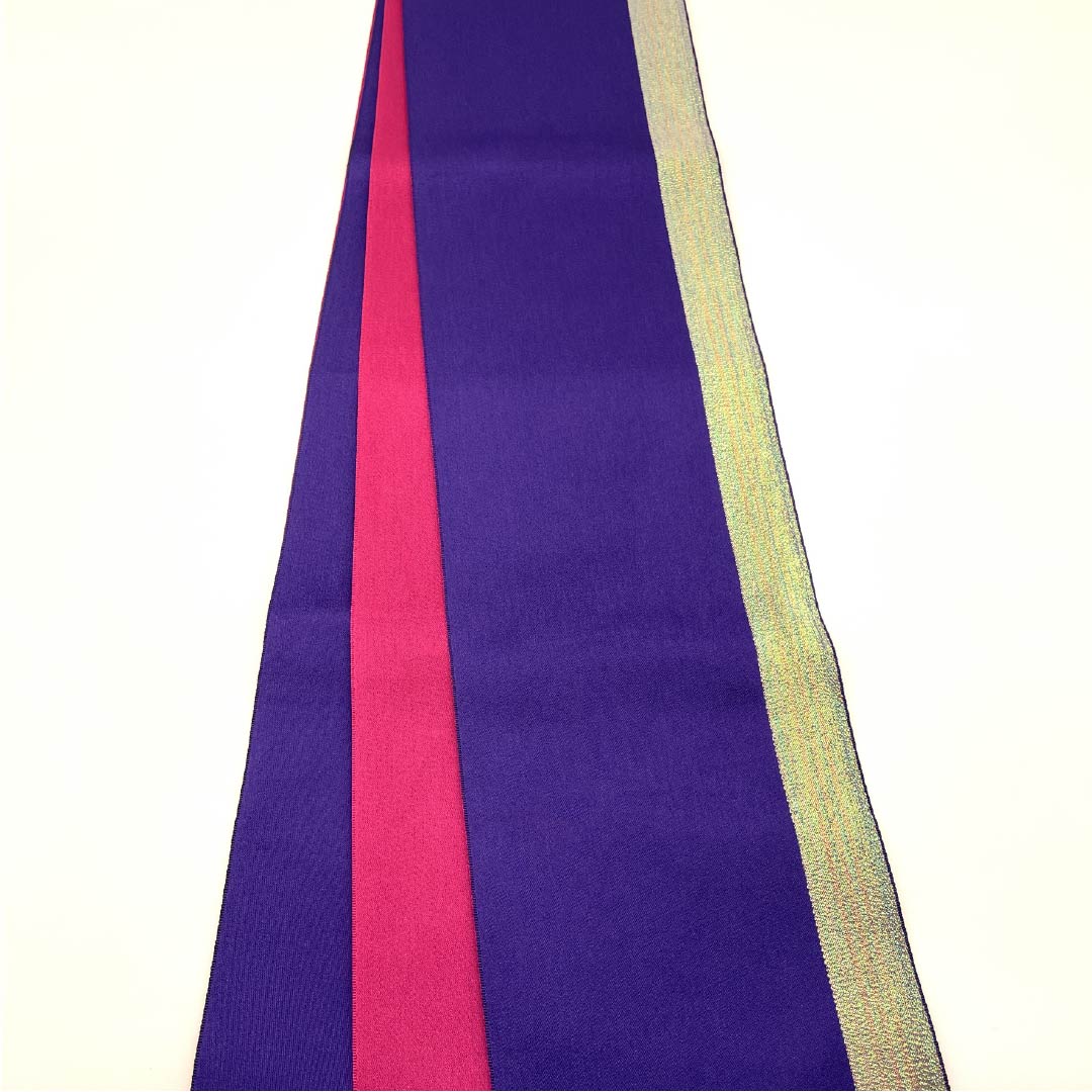 半幅帯 ポリエステル 帯丈356cm 菫色(すみれいろ) 無地 苺色(いちごいろ) リバーシブル 紫系 Sランク 1125001552320