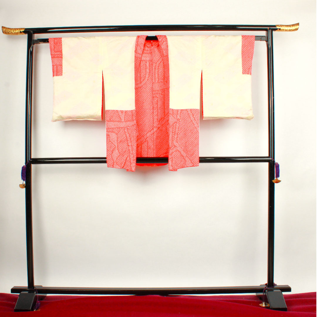 羽織 身丈81cm 裄丈64.5cm 京緋色 絞り 幾何学模様 正絹 Aランク 袷 朱系 1117000383916