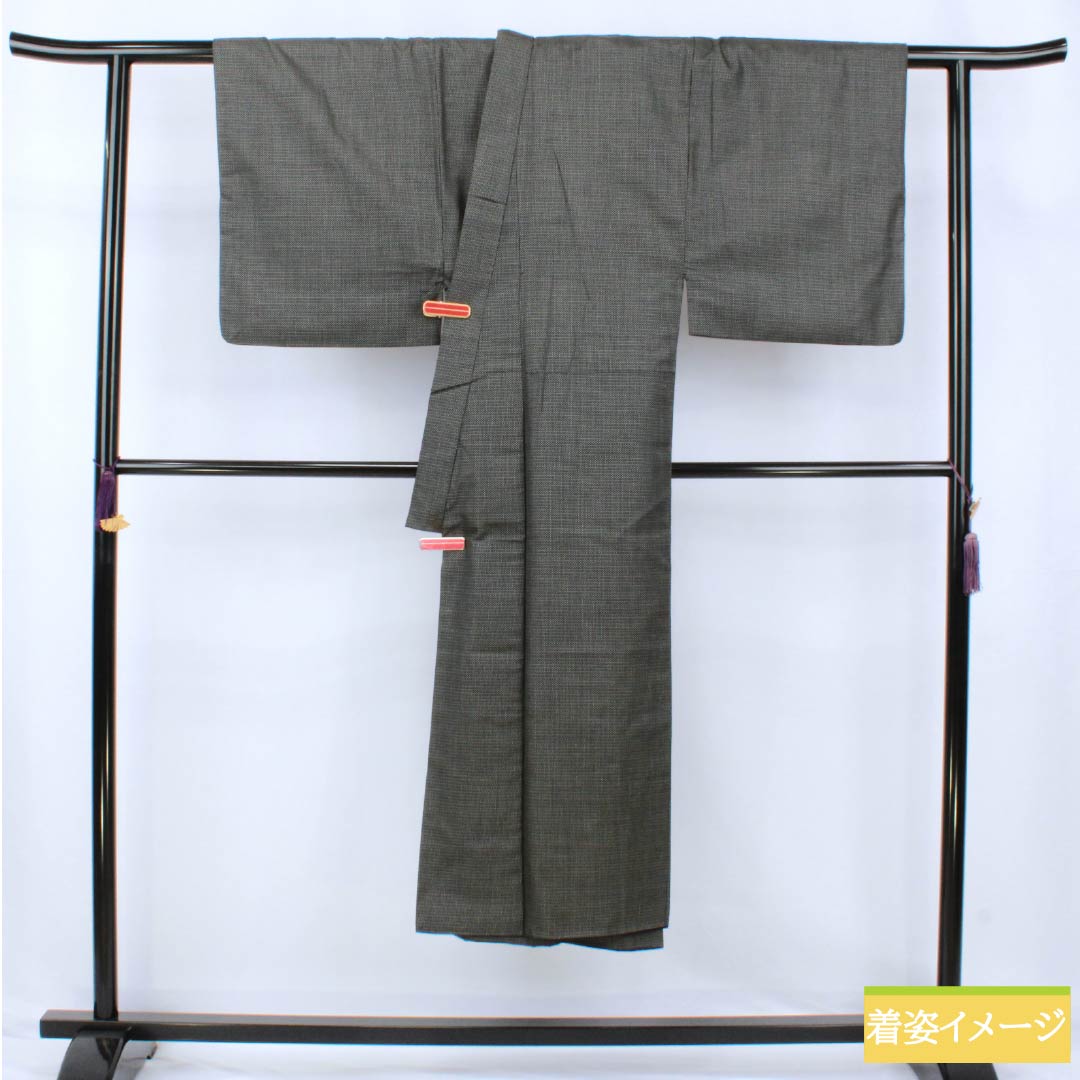 Men's Silk B-Rank Kimono, Length 139cm, Sleeve Length 68.5cm, Small Kasuri Pattern, Tortoise Shell Pattern, Lined, Black, Product Number: 1119001424310