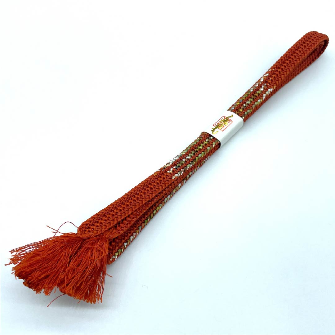 Obijime (sash fastener) made of pure silk, quarter-length string, vermilion, for summer, for single layer kimono, length approx. 155cm, width approx. 1.3cm, casual, S rank, vermilion, 1135003252316