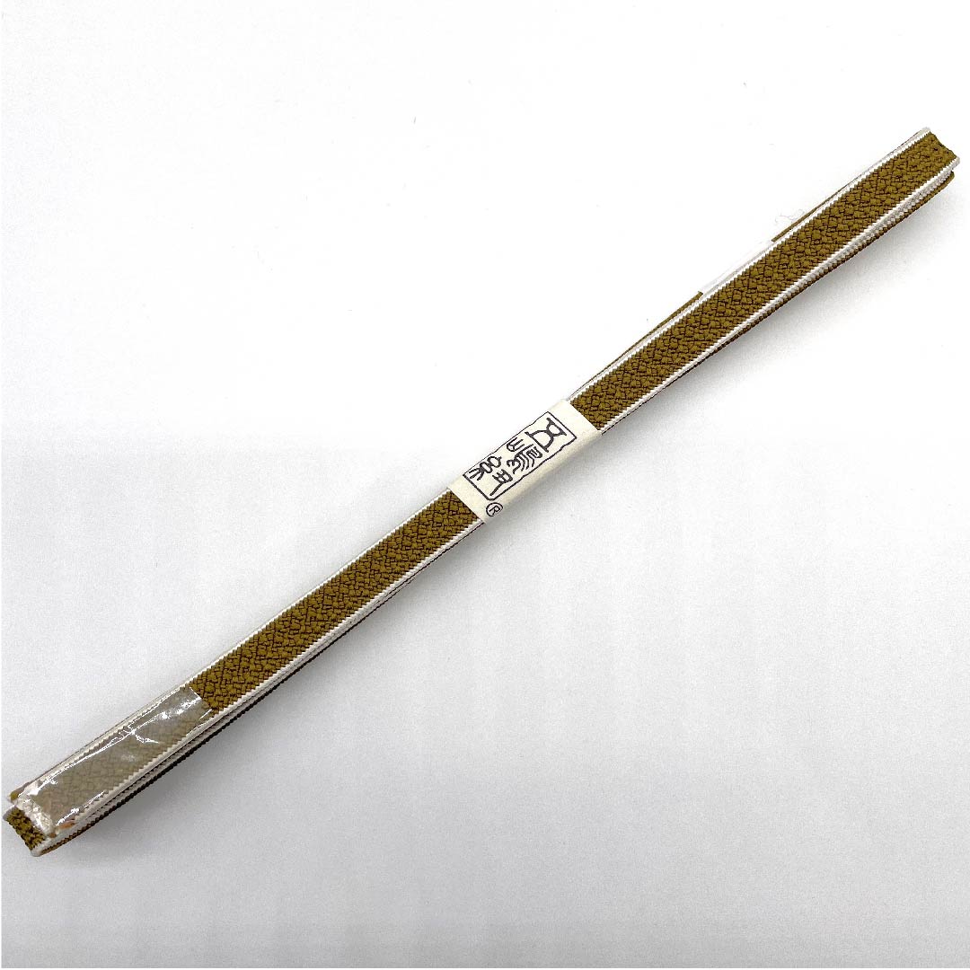 (New old stock) Obi-jime (belt fastener) Pure silk, 3-minute string, Rokou brown, Goshima string, new old stock, length approx. 129cm, width approx. 0.9cm, casual, S rank, yellow, 1135000762323