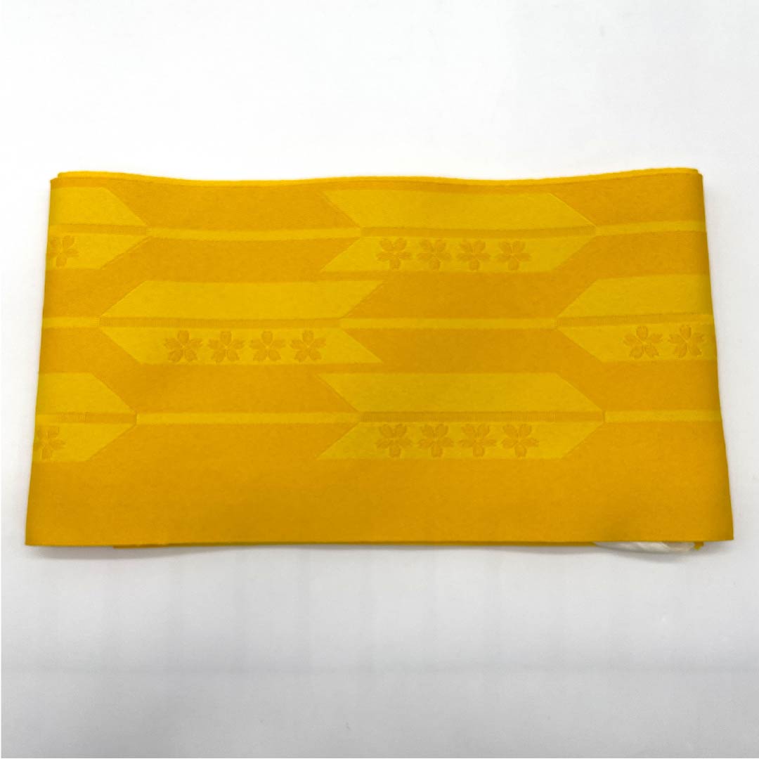 作り帯 ポリエステル 山吹色(やまぶきいろ) 矢絣 桜 浴衣用 Aランク 黄系 1131000703923