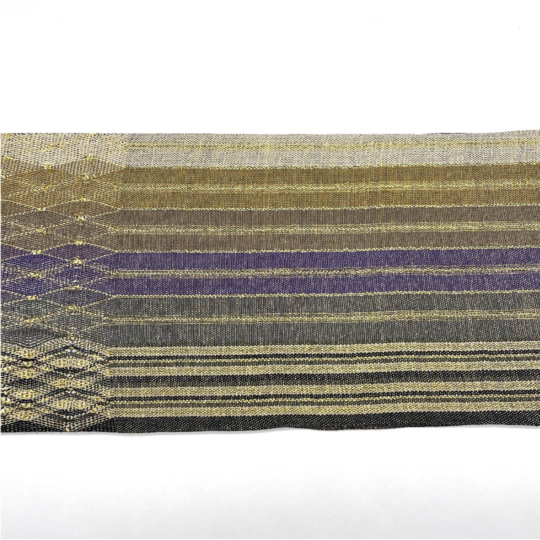 袋帯 組織り 幾何学模様 ひなや謹製 帯丈447cm 正絹 Sランク 全通 カジュアル グラデーション系 1123005622399