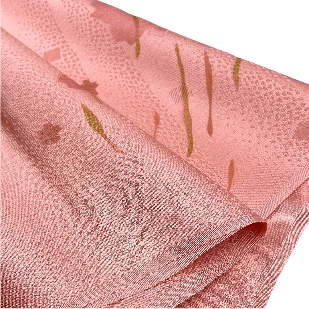 (新古品) 帯揚げ 正絹 フォーマル 珊瑚色(さんごいろ) 桜 新古品 長さ約168cm 幅約29cm Sランク ピンク系 1136000182913