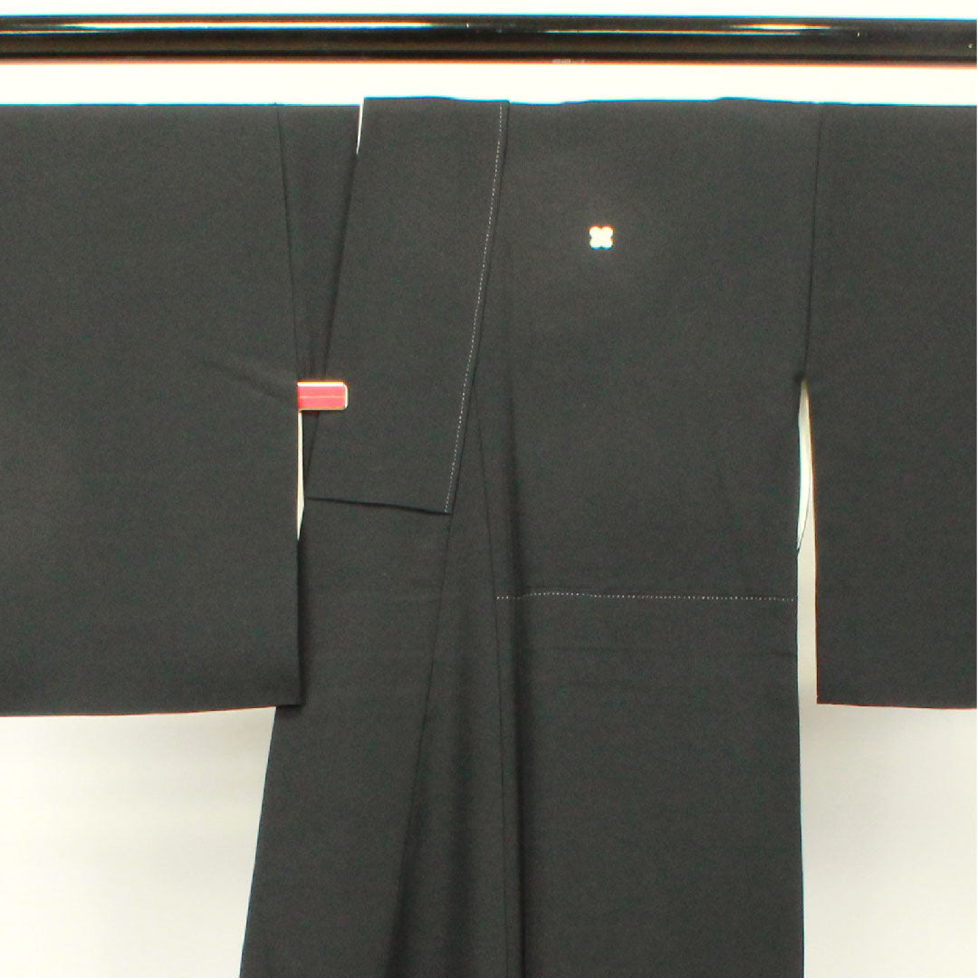 黒留袖 身丈164cm 裄丈65cm 袷 京友禅 菊 違い鷹の羽 正絹 Sランク 五つ紋 黒系 1111000622410