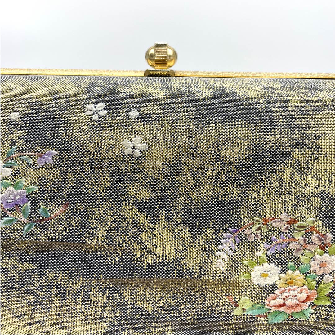 (New old stock) Formal sandal and bag set, gold, unused, seasonal flowers, floral pattern, size M, gold, rank S, 1133000172321