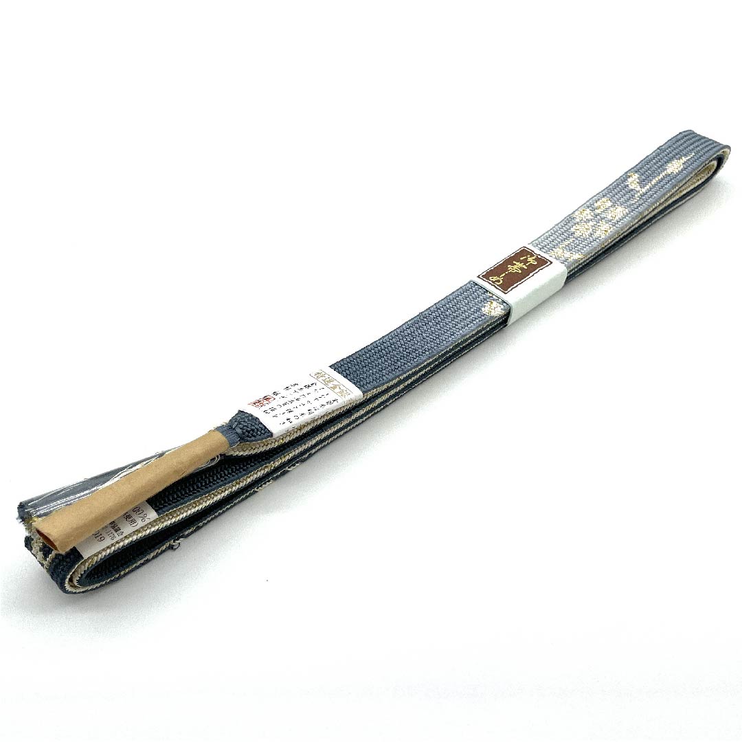 (新古品) 帯締め 正絹 四分紐 湊鼠色(みなとねずいろ) 特選金銀糸使用 金属糸使用 花模様 長さ約165cm 幅約1.5cm セミフォーマル Sランク 青系 1135002282317