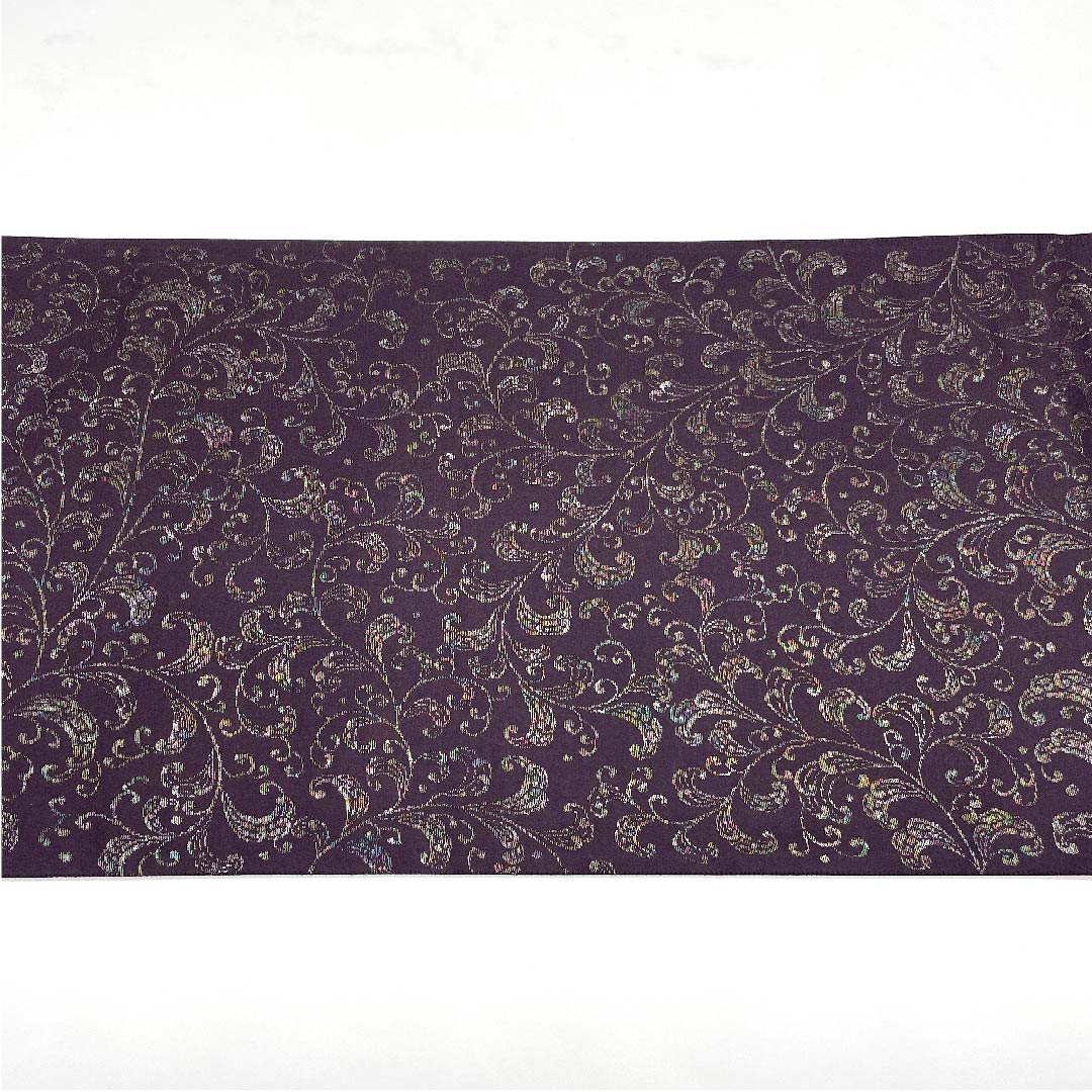 袋帯 紫烏色色(しうしょくいろ) 更紗模様 誉田屋源兵衛 帯丈446cm 正絹 Sランク 六通 カジュアル 紫系 1123006792320