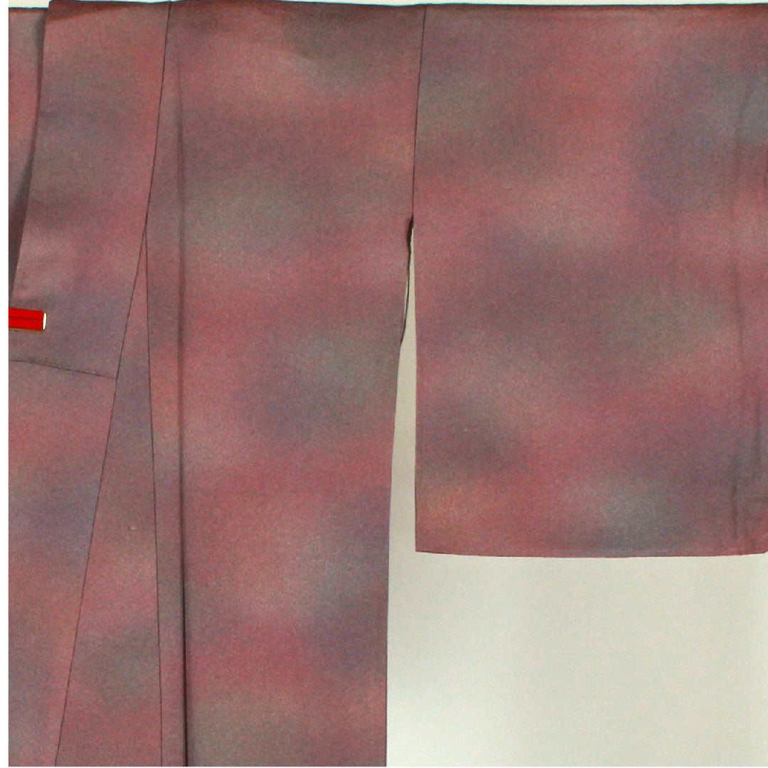 Plain color, wave pattern, length 171cm, sleeve length 67cm, lined, pure silk, S rank, purple, 1114000322420