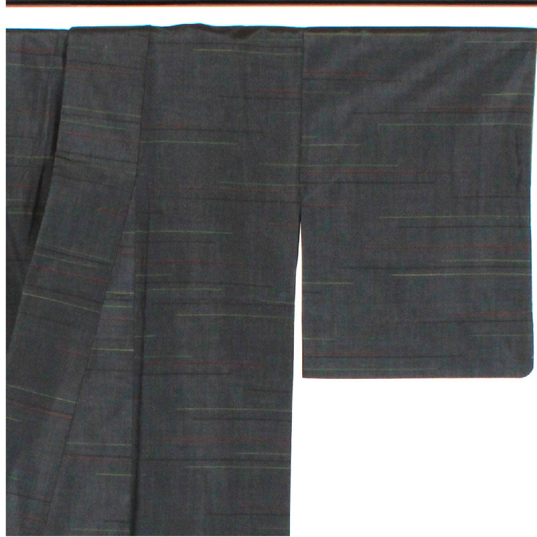 大島紬 身丈160cm 幾何学模様 正絹 Aランク 袷 紺系 1116001383418