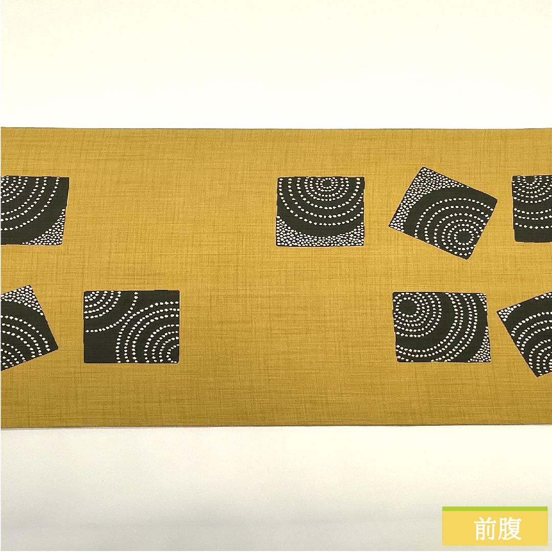 袋帯 黄金色(こがねいろ) 陣屋織 紙吹雪 渦巻き 帯丈440cm 正絹 Sランク 六通 カジュアル 黄系 1123011152323