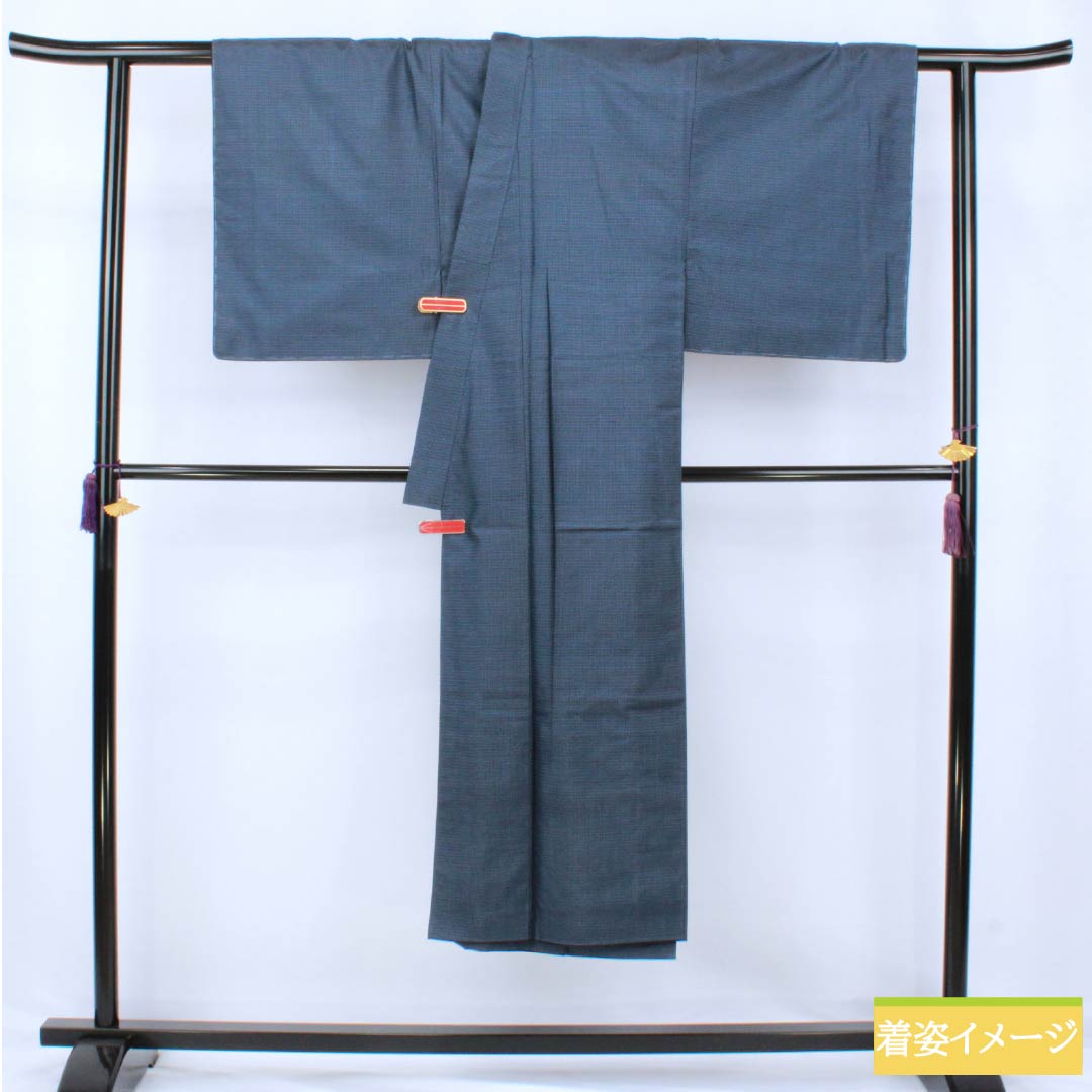 Men's silk S-rank kimono, length 139cm, sleeve length 68cm, Iced brown (ice-colored) Oshima Tsumugi 100 tortoiseshell pattern ensemble, lined, navy blue, product number 1119001522318
