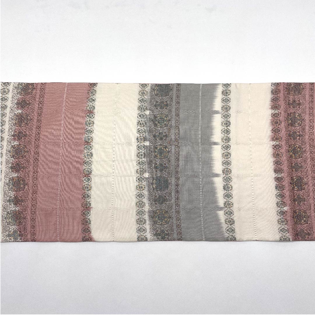 袋帯 横段 花柄 帯丈415cm 正絹 Aランク 全通 カジュアル グラデーション系 1123006893399