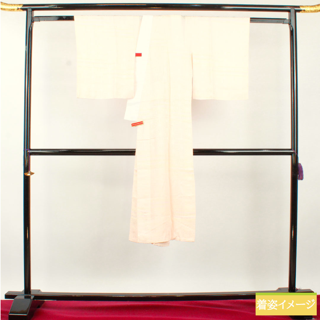 長襦袢 正絹 身丈125.5cm 裄丈64.5cm 単衣 曙色(あけぼのいろ) ボカシ染 麻の葉 Aランク ピンク系 1129000703313