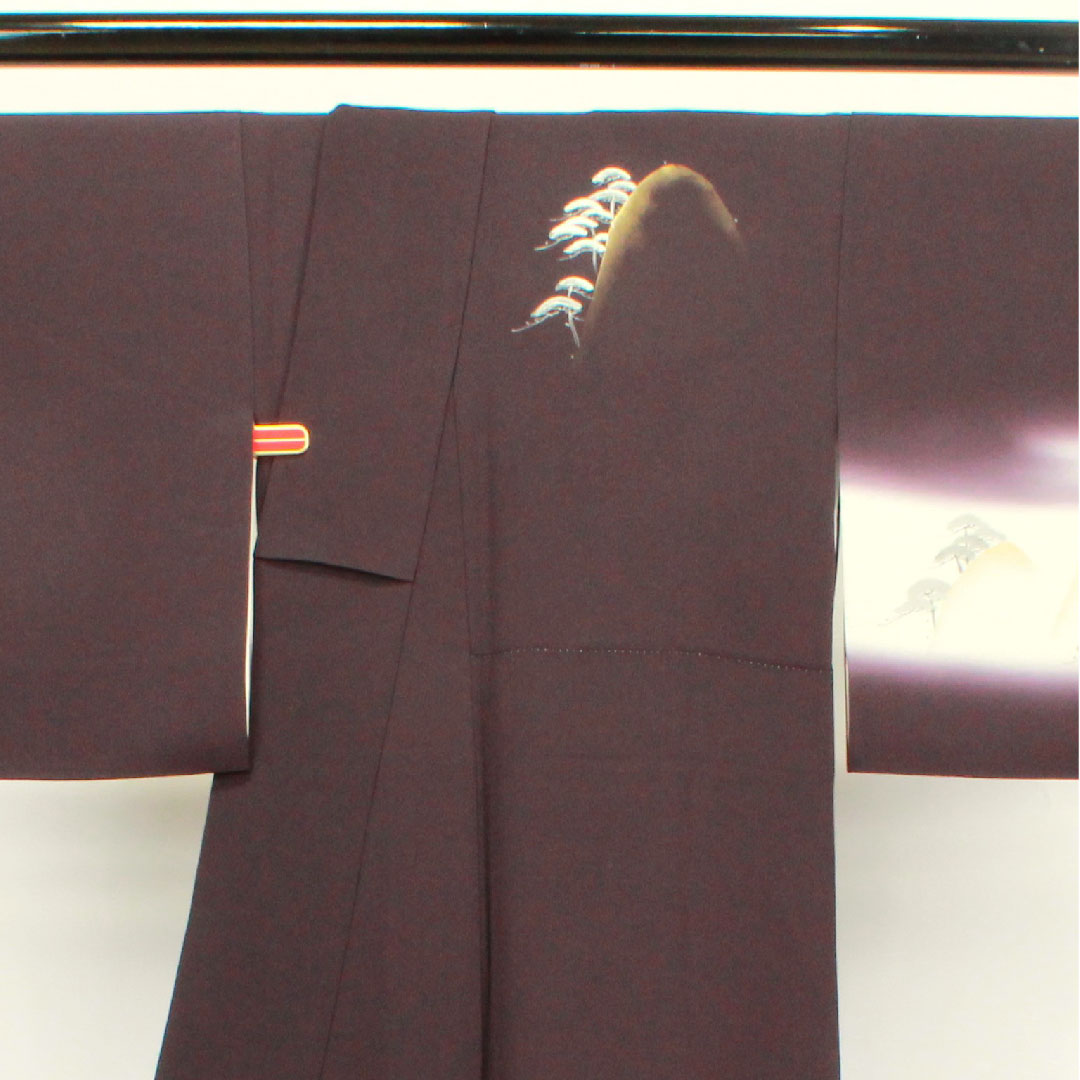 訪問着 袷 身丈164cm 裄丈65cm 紫黒色 作家物 風景模様 正絹 Aランク 紫系 1112002483420