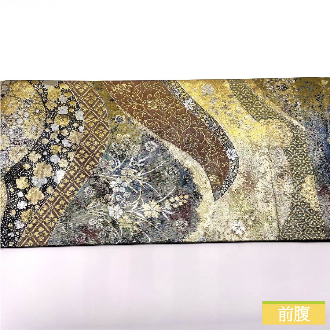 袋帯 正絹 留袖用 華文 菊菱文様 唐花 帯丈438cm Sランク 六通 フォーマル グラデーション系 1123014482399
