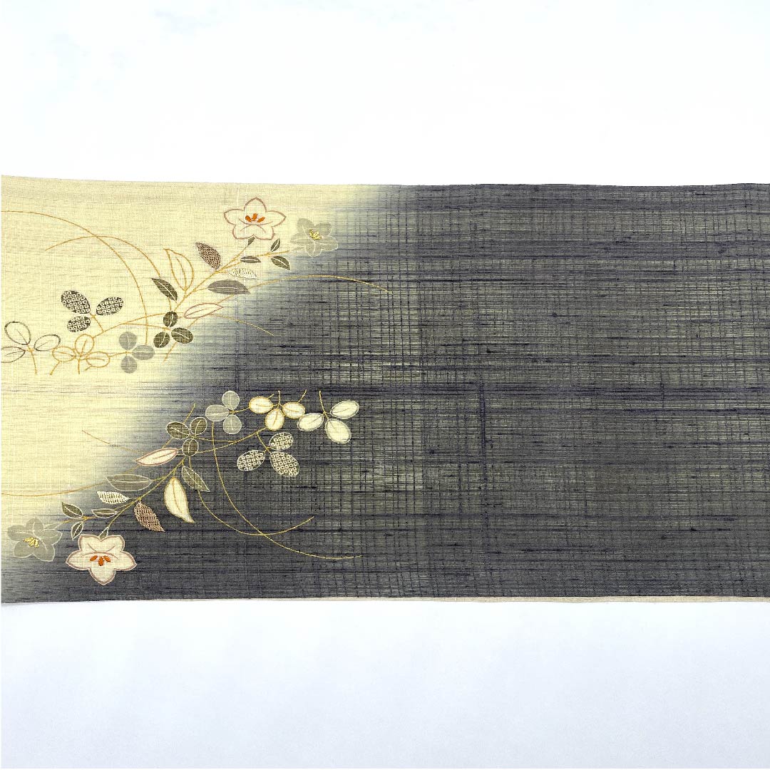 Fukuro obi (sash) in Torinoko color, Shozan, raw pongee, Chayatsuji pattern, obi length 443cm, pure silk, S rank, point pattern, semi-formal, cream color, 1123007832315