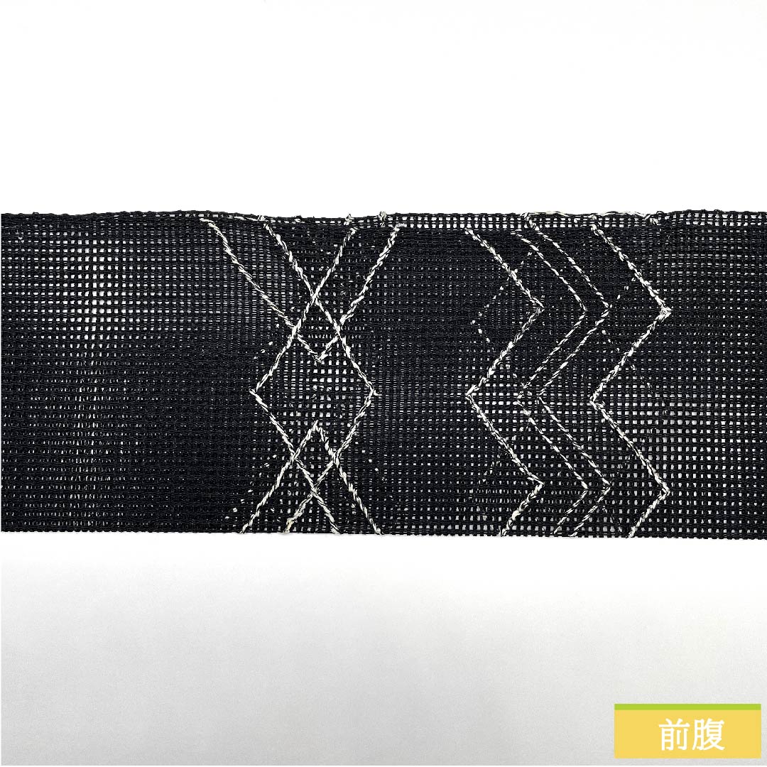 Nagoya obi, black, summer obi, ro, geometric pattern, long, obi length 381cm, pure silk, S rank, point pattern, casual, black, 1124005632310, Nagoya style