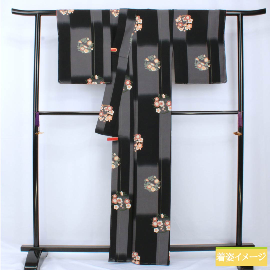 Small pattern, polyester, length 164cm, sleeve length 66cm, lined, stencil-dyed, checkered pattern, wreath, basting thread included, S rank, monotone, 1115005412427