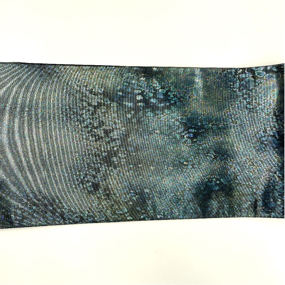 袋帯 曜変天目箔 引箔 抽象模様 帯丈422cm 正絹 Aランク 六通 セミフォーマル 青系 1123004483317