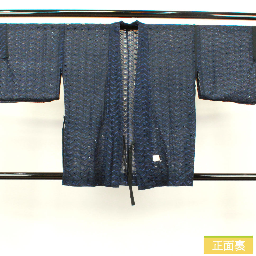 道中着 ポリエステル 身丈77.5cm 裄丈63.5cm 幾何学模様 スリーシーズン Sランク 単衣 黒系 1117000602910